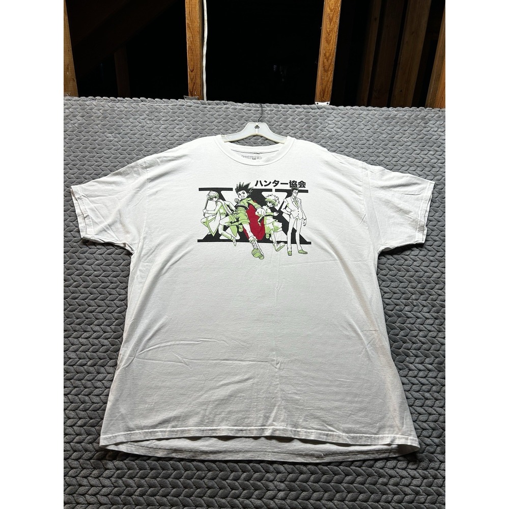 Hunter x Hunter Anime T Shirt Men's 2XL White Gon Killua Kurapika Leorio Cotton